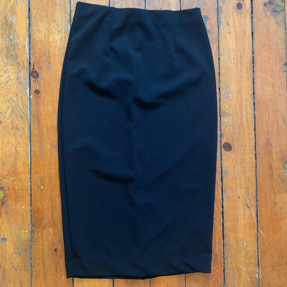 Black stretch pencil skirt